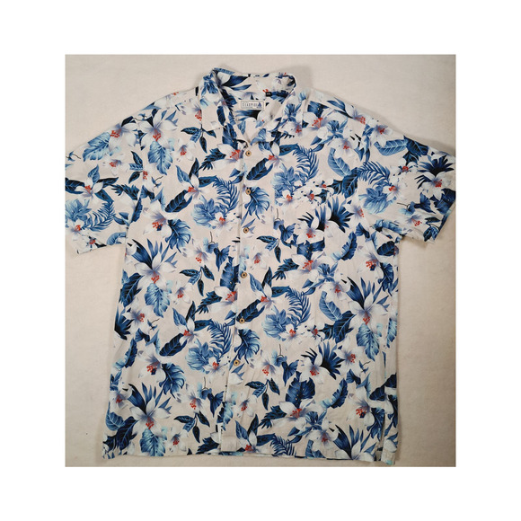 Resort Wear Seaspice Men's 100% Cotton Button-Up Short-Sleeved Floral Shirt XXL - Picture 2 of 7